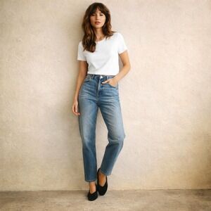 Everlane 90s Cheeky High Rise Straight Organic Jeans Blue Sz 27